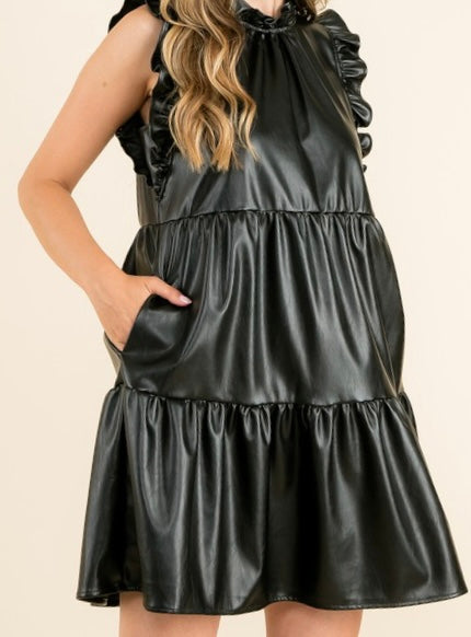 Leather tiered dress